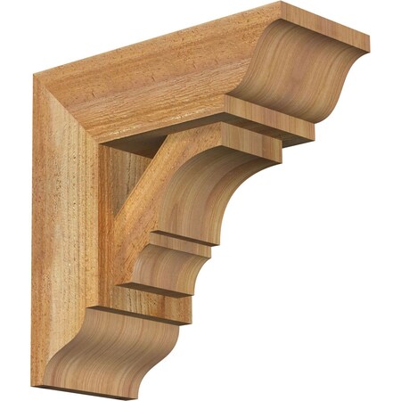 Ekena Millwork Balboa Traditional Rough Sawn Bracket w/ Offset Brace, Western Red Cedar, 6"W x 14"D x 14"H BKT0604X14X14BOA01RWR